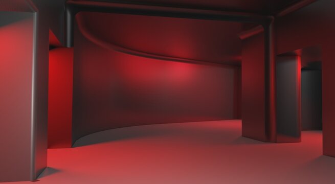 liminal space backroom industrial empty space 3d render illustration