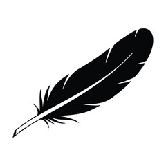 Fototapeta premium Elegant black feather on a pure white background an artistic silhouette