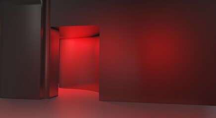 Fototapeta premium industrial empty room liminal space 3d render backroom