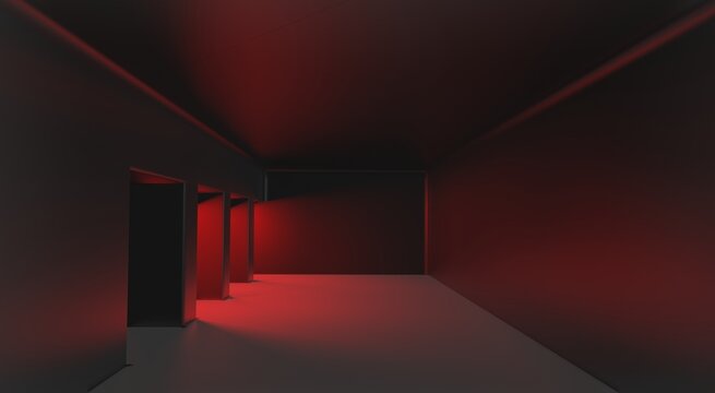 industrial empty room liminal space 3d render backroom