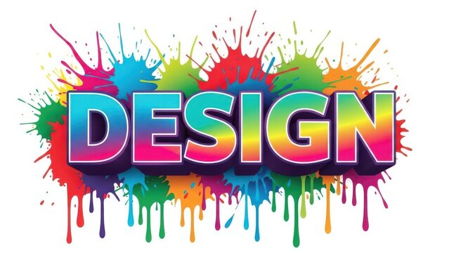 Colorful design text isolated on white background - Powered by Adobe