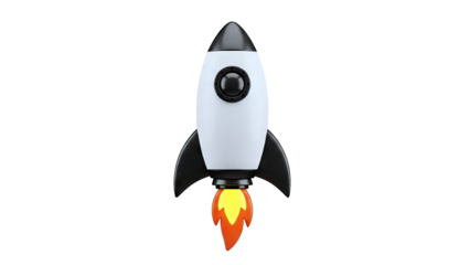 Cartoon Rocket Launching with Flames