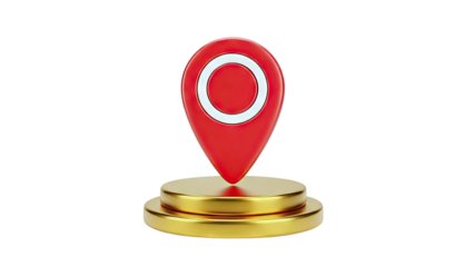 Red Map Pin on Gold Podium