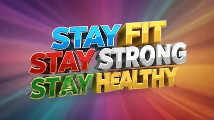 Vibrant 3D Text Encouraging Fitness, Strength, and Healthy Lifestyle Choices for Well-being