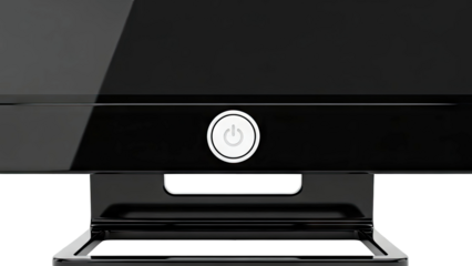 Black monitor with power button