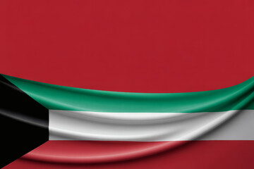 Obraz premium Elegant Kuwait flag display with flowing fabric on vibrant red, perfect for national day celebrations and patriotic designs