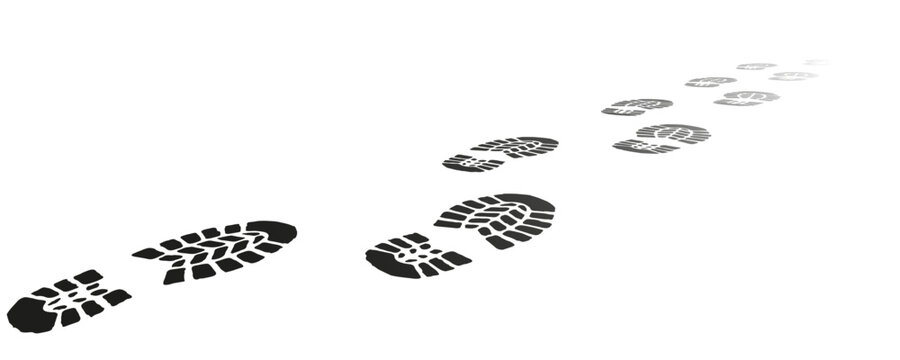 footprint shoe sole tracking path on transparent background, shoe footprint path vector illustration,Eps10
