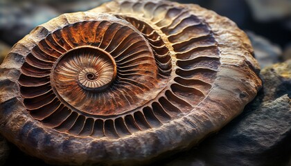 Fossil Ammonite In Stone Paleontology Fossils Background