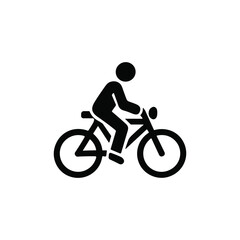Obraz premium Bicycle rider icon. Cycling sport symbol. Outdoor transportation vector illustration. Fitness activity concept. Healthy lifestyle graphic. Modern bicycle rider icon vector design 