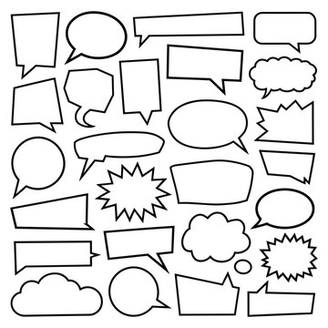 Comic speech bubble icon set. chat message dialogue symbols vector templete