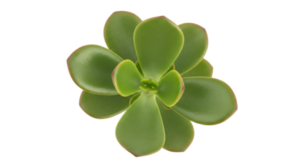 Vibrant Green Succulent Plant with Red Edges, Isolated on Transparent Background, Top View