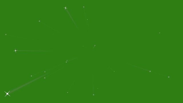 sparkling star explosion overlay animation on green screen background. glowing magic sparkle star burst with shadow effect. 4k animation