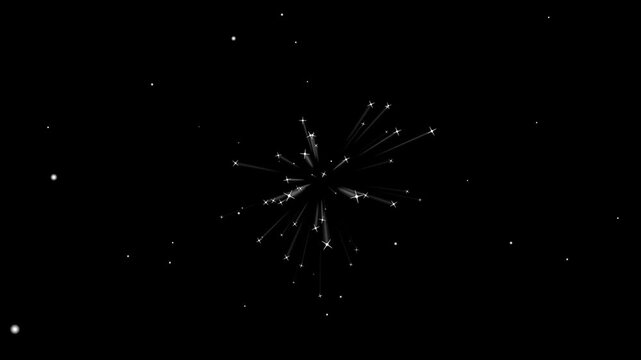  star particle burst with shadow effect, twinkling glitter stars motion graphics on black screen background,Glowing glitter burst sparkle effect overlay,shine glitter stars sheet for motion design. 4k