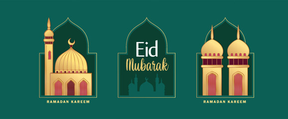 Islamic festival poster background design with mosque, flower, arabic calligraphy, crescent moon and lantern. Suitable for Ramadan Kareem , Hari Raya, Eid Mubarak, Eid al Adha.