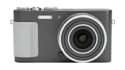Modern Digital Camera with Lens and Flash