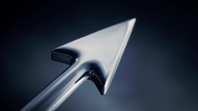 Sleek llic arrow pointing forward against a dark, gradient background, symbolizing direction and precision.