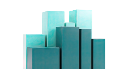 Abstract geometric forms in gradient teal hues