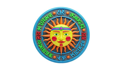 Stylized Sun Emblem with Outer Ring of Symbols