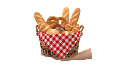 Basket of Freshly Baked Breads and Pastries