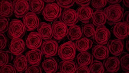 Lush tapestry of dark red roses forming an elegant and romantic floral background