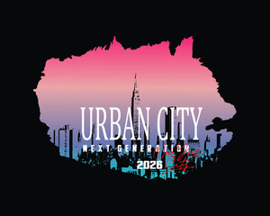 Urban City Next Generation Skyline Gradient Design