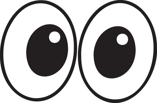 Cartoon Googly Eyes Black and White Vector Illustration