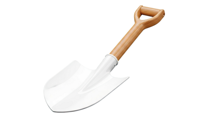 Modern white shovel with wooden D-handle