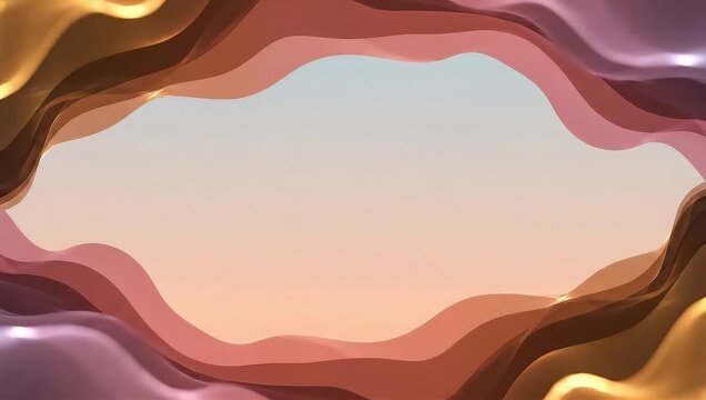 Islamic Ramadan Greeting Motion Graphic Template with Golden Wavy Frames and Soft Background for Ramadan Kareem Mubarak Celebration