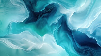 Obraz premium Abstract Teal and White Swirls: A Serene Digital Painting