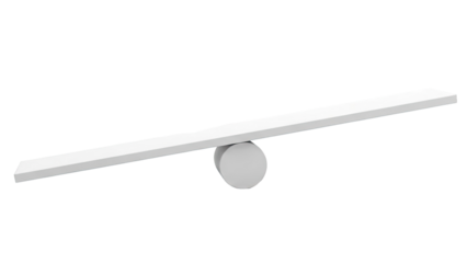 Abstract Balance Concept: White Plank on Cylindrical Support