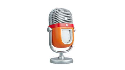 Retro Microphone with Orange and Red Accents