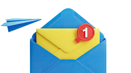Email notification with paper airplane