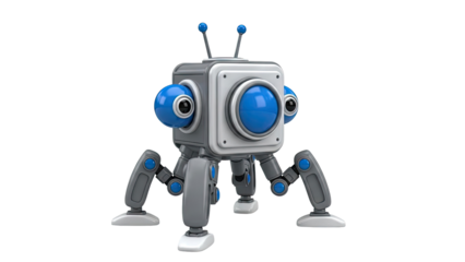 Cute Four-Legged Robot with Blue Eyes and Antennas