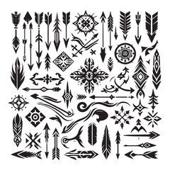 Fototapeta premium Collection of various tattoo arrows and feather designs