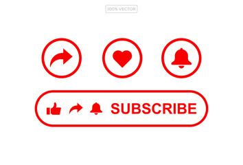 Like, share, follow, subscribe button icon. Video symbol. Social media app. vector illustration stock