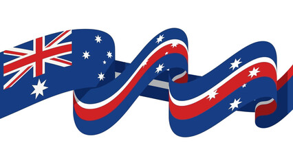 Waving ribbon with Australian flag design and patriotic colors, perfect for national celebrations and events