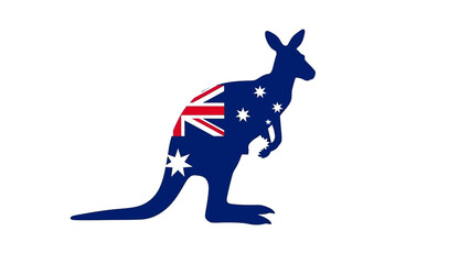 Australian Flag Kangaroo Silhouette Vector Art