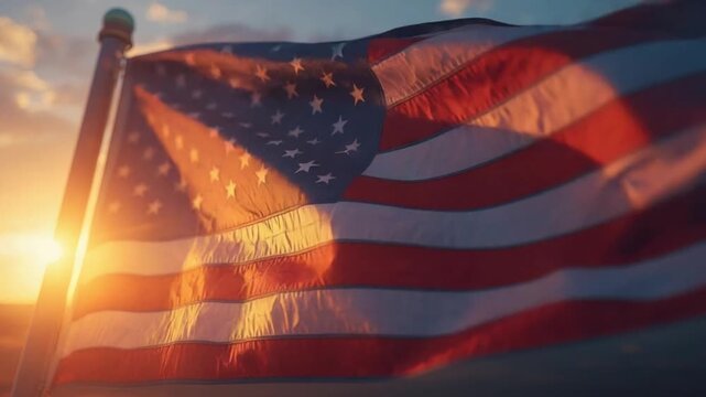 Close-Up American Flag Waving for Memorial Day Tribute

