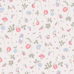 seamless floral pattern, textile pattern, fabric print in liberty floral style on light background, timeless floral, soft color flower. surface design for home textile, wallpaper pattern, print ready 