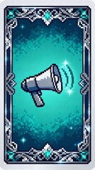 光の波を放つ声が表現の自由を象徴するピクセルアートタロットカード