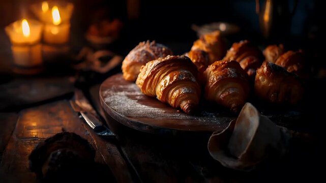 Paris, France, Europe. croissants video stock lifestyle HD element.