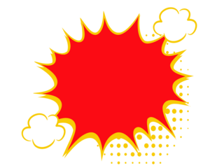 Vibrant red explosion isolated on transparent background