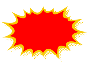 Vibrant red explosion isolated on transparent background