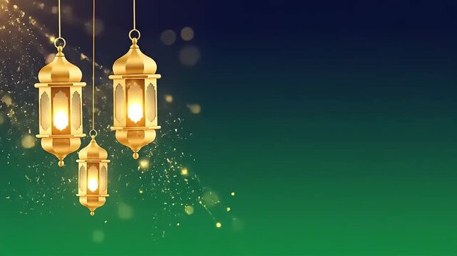 Elegant Ramadan Greeting Motion Graphic Template with Golden Lanterns and Sparkling Lights