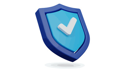 Blue shield with a white check mark symbolizing security and protection.