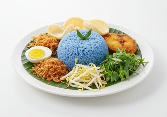 nasi kerabu blue rice infused with butterfly
