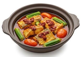 asam pedas claypot filled with spicy sour