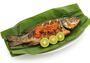 ikan bakar whole grilled fish wrapped in banana