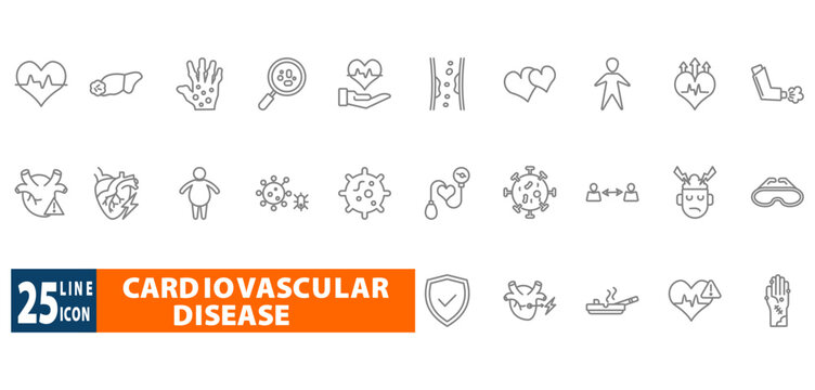 cardiovascular disease outline icon set