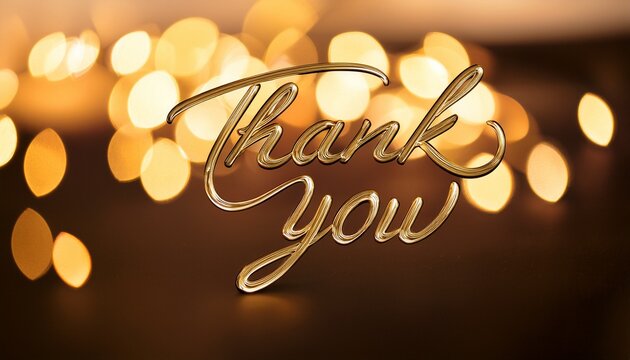 Thank You Message In Cursive Font Against A Bokeh Background